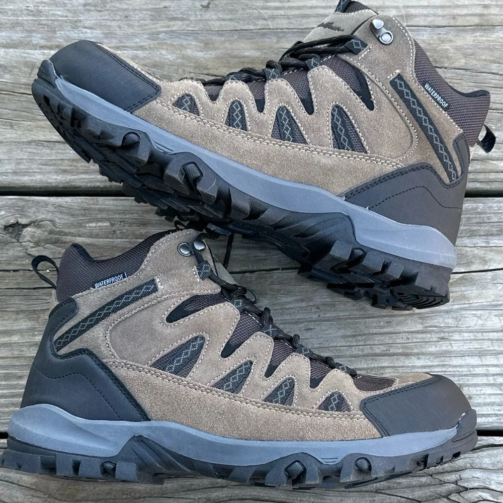 Eddie Bauer Ridgeline Waterproof Leather Hiking Boots Brown Men’s 12 NWOT